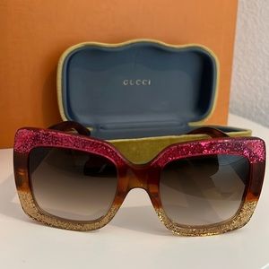 Gucci Glitter Stripe Square Sunglasses
